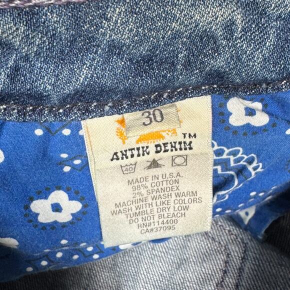 Antik Denim Floral Embroidered Jean Shorts 30 Cutoffs Distressed Boho Hippie - Picture 8 of 8